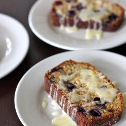 Blueberry Walnut Amish Friendship Bread with Lemon Glaze ♥ friendshipbreadkitchen.com