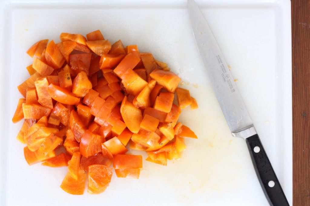 Chopped Persimmons for Persimmon Spice Amish Friendship Bread ♥ friendshipbreadkitchen.com