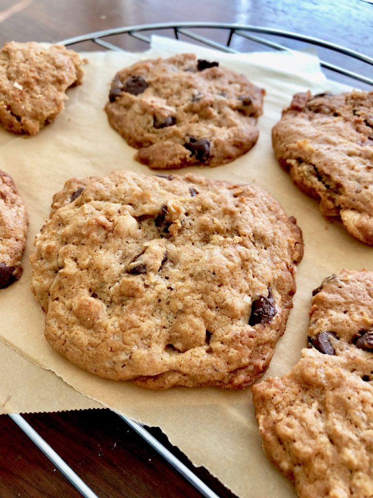 Amish Friendship Bread dump cookies on parchment paper.