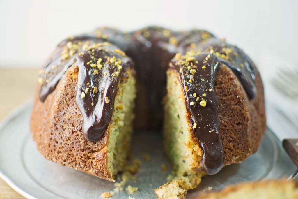 Pistachio Dark Chocolate Cardamom Amish Friendship Bread Cake ♥ littlyfiggy.com + friendshipbreadkitchen.com