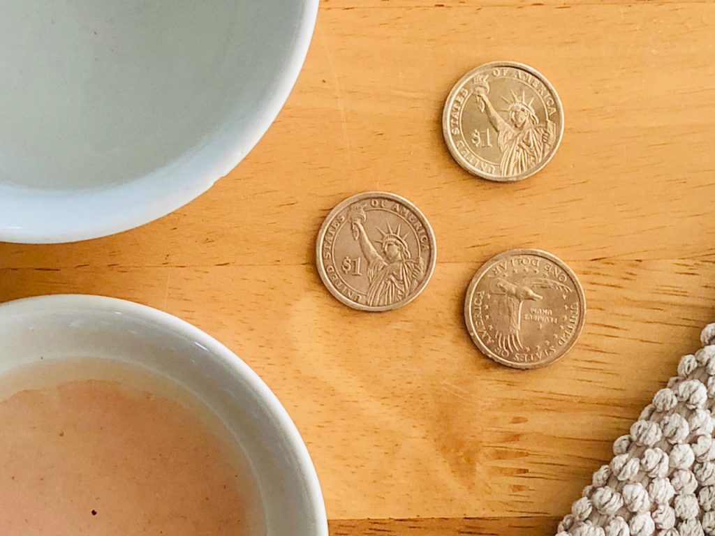 Cleaning Coins for Amish Friendship Bread Vasilopita | friendshipbreadkitchen.com