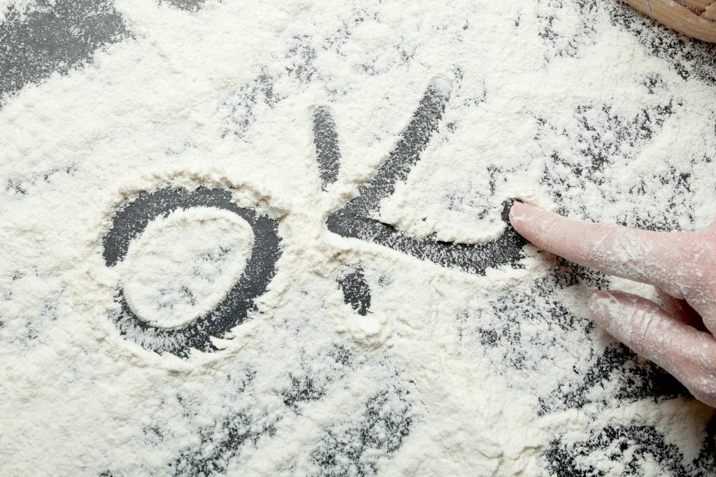 OK written in flour