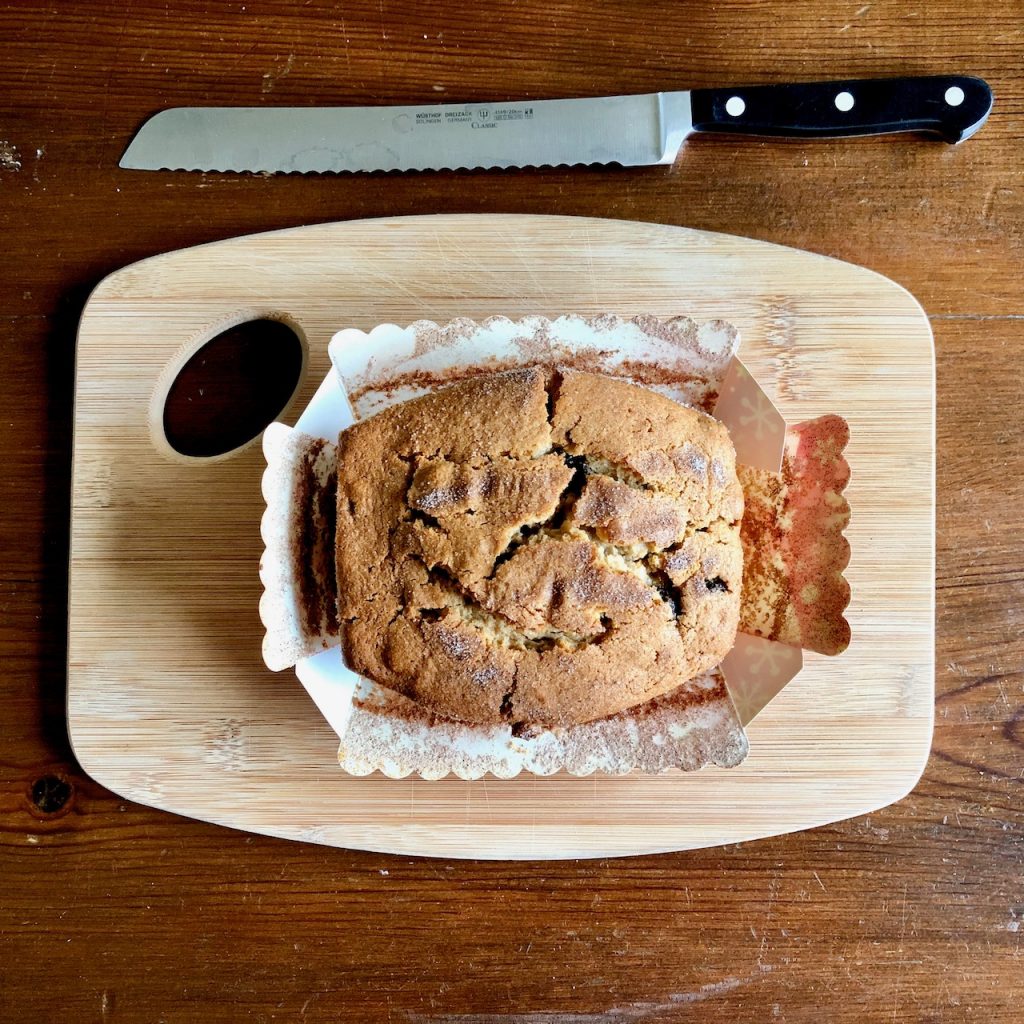 Amish Friendship Bread topped with Cinnamon Sugar