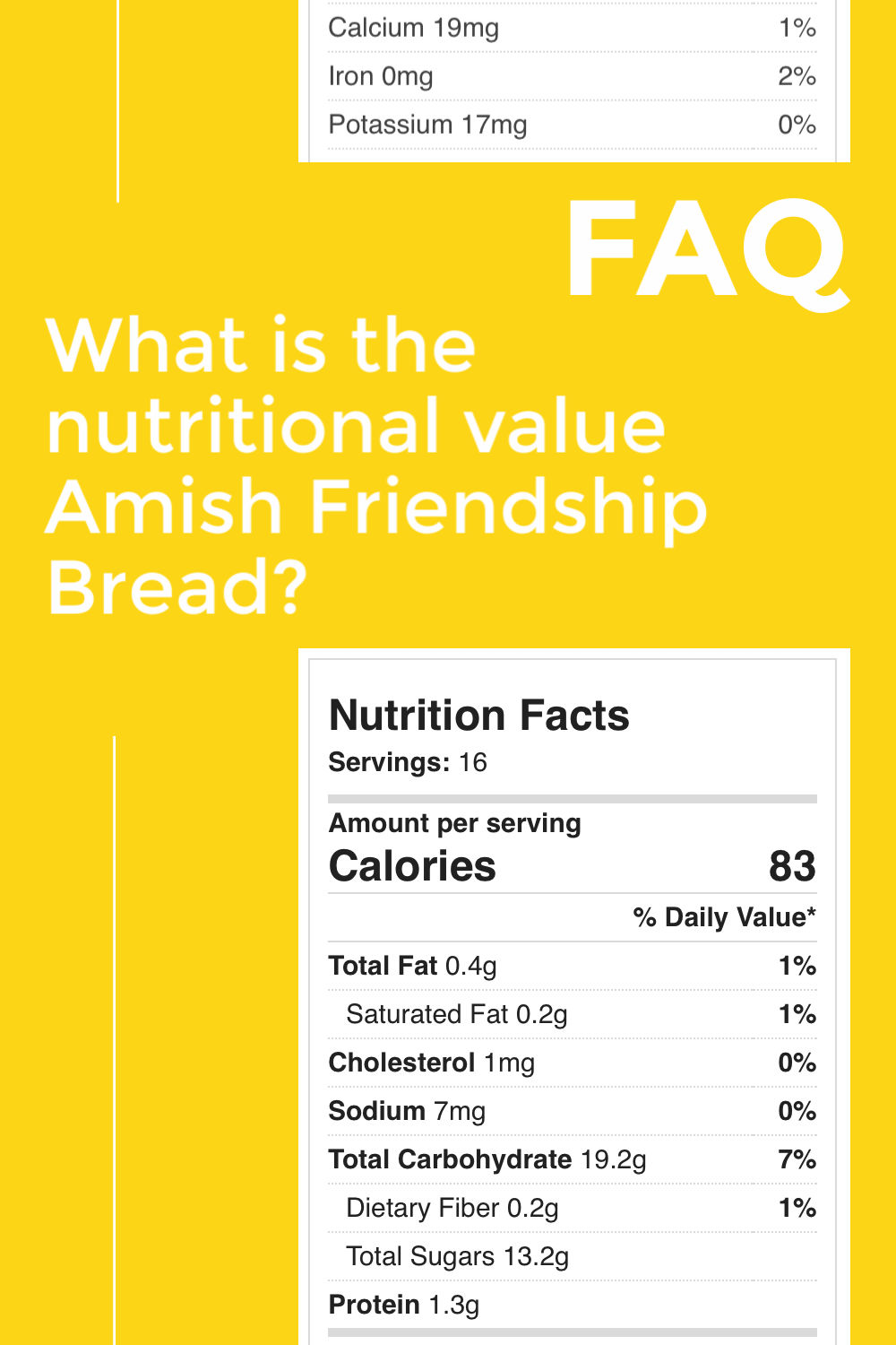 FAQ - What is the nutritional value for Amish Friendship Bread?
