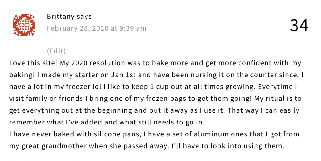 The winning comment by Brittany.