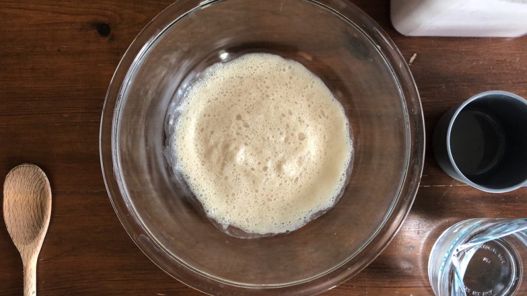 Activated yeast in a bowl