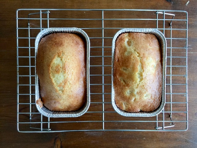 Two Fruit Cocktail Amish Friendship Bread Cake loaves.