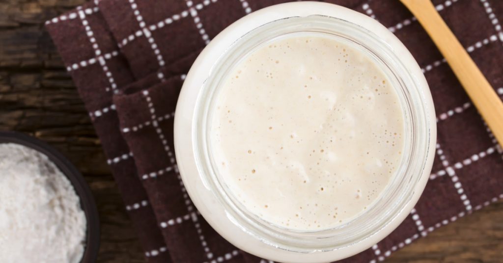 A jar of sourdough starter