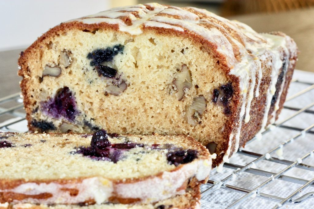 Blueberry Walnut Amish Friendship Bread with a Lemon Glaze ♥ friendshipbreadkitchen.com