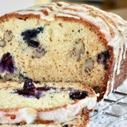 Blueberry Walnut Amish Friendship Bread with Lemon Glaze