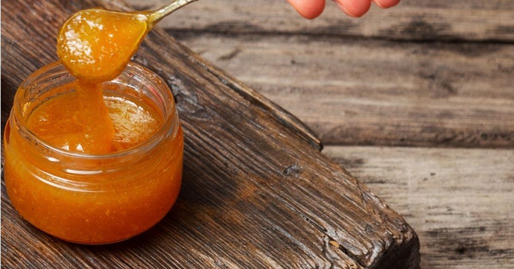 Jar of marmalade glaze