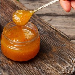 Jar of marmalade glaze
