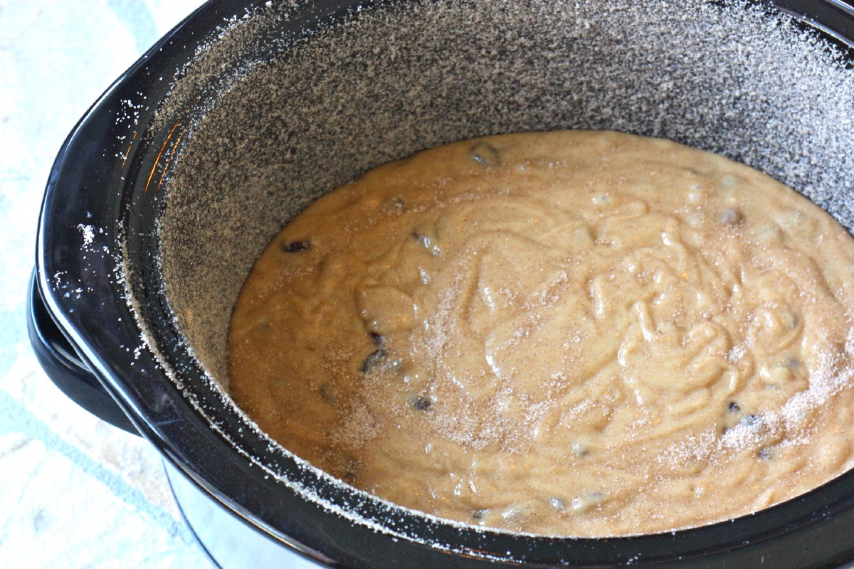 Dough in the crock pot machine before baking.