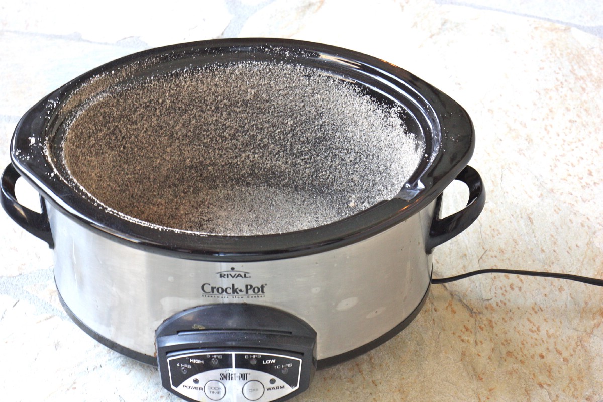 Getting the crock pot machine ready for baking.